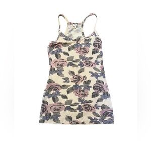 KISMET Cream Casual Floral Print T Back Cami Tank Top S
